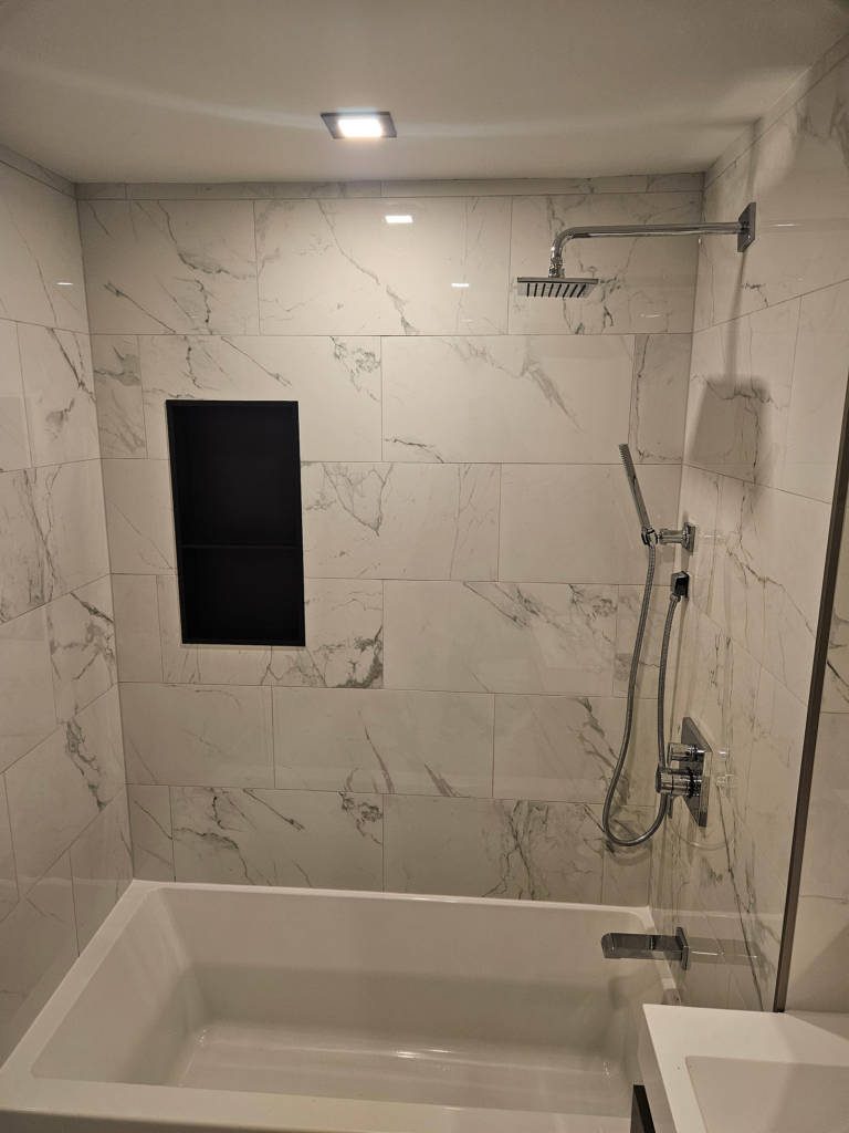completed bathroom full tile installation